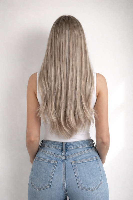 Human Hair Extensions. Mid Mushroom Blonde