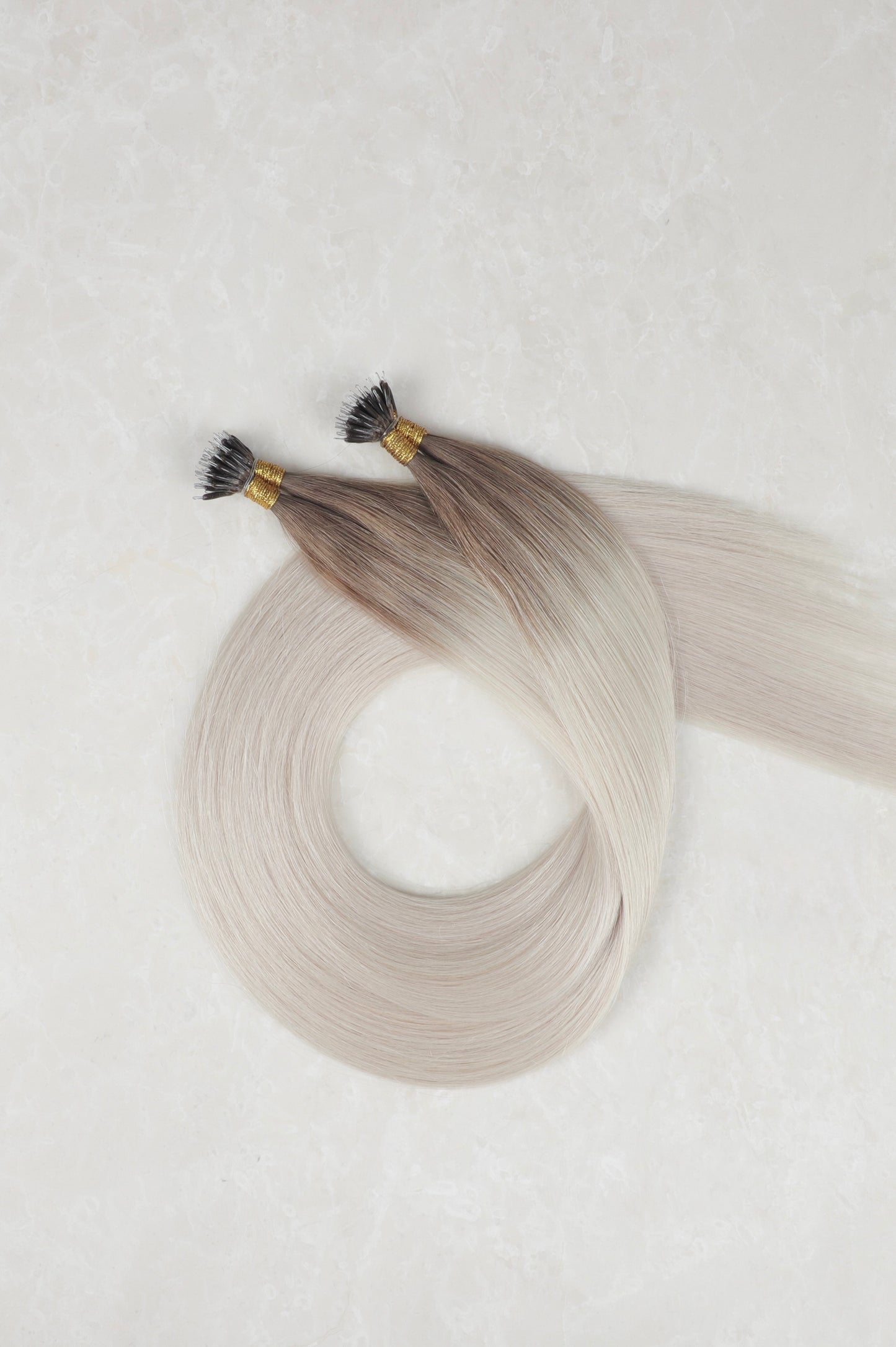 Human Hair Extensions. Rooted Light Silver #T18/Silver