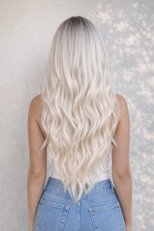 Human Hair Extensions. Rooted White Blonde #T18/1004