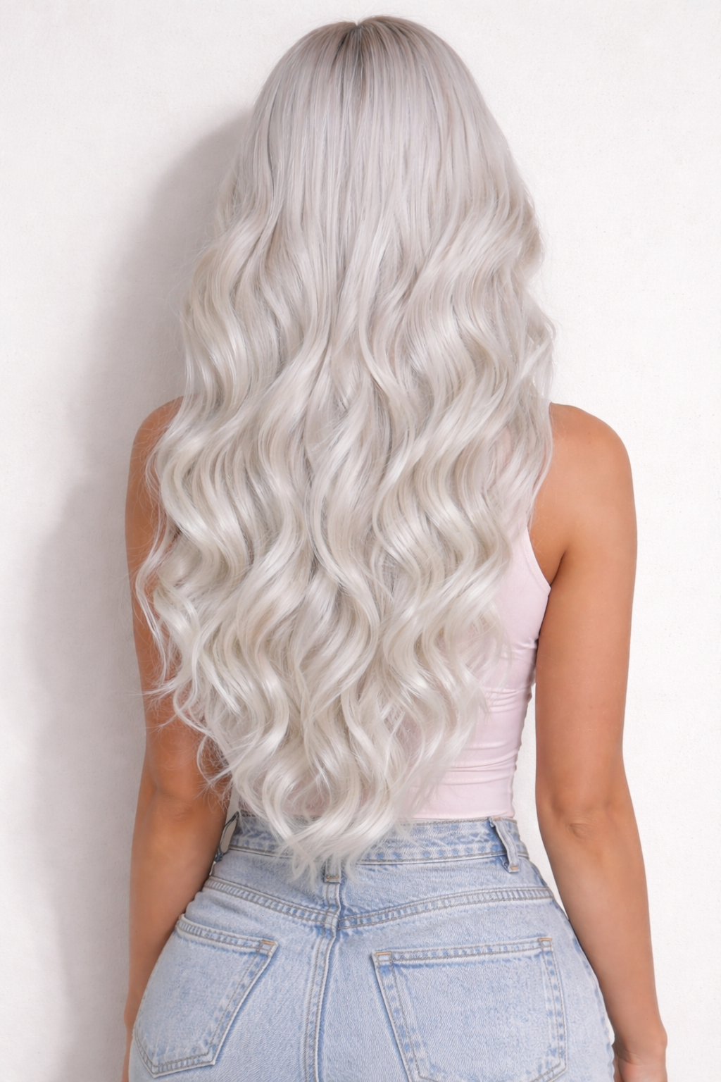 Human Hair Extensions. Light Silver - Sophie #613A/PLA Mix