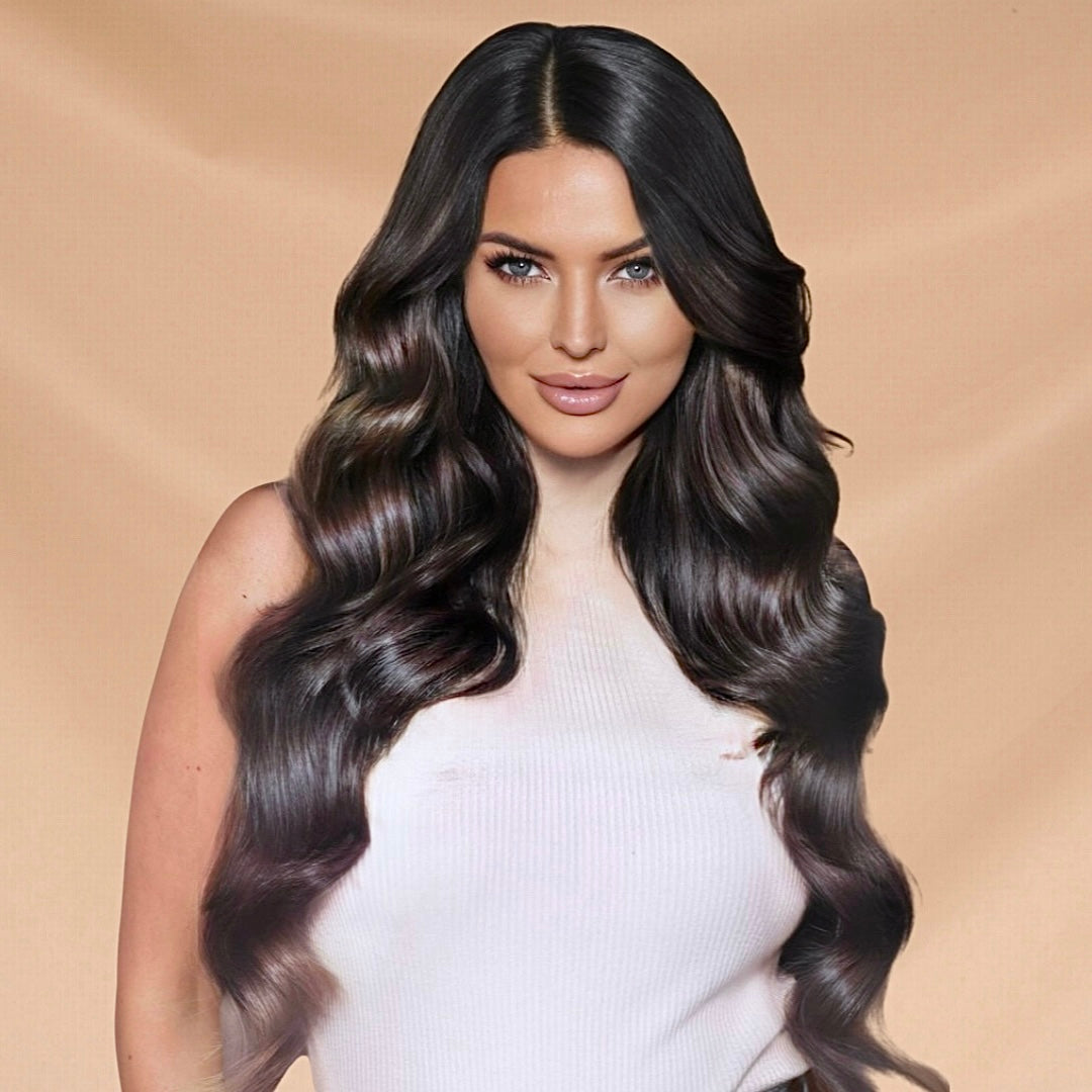 Human Hair Extensions. Creamy Americano - Khloe #T1B-1b/6.2