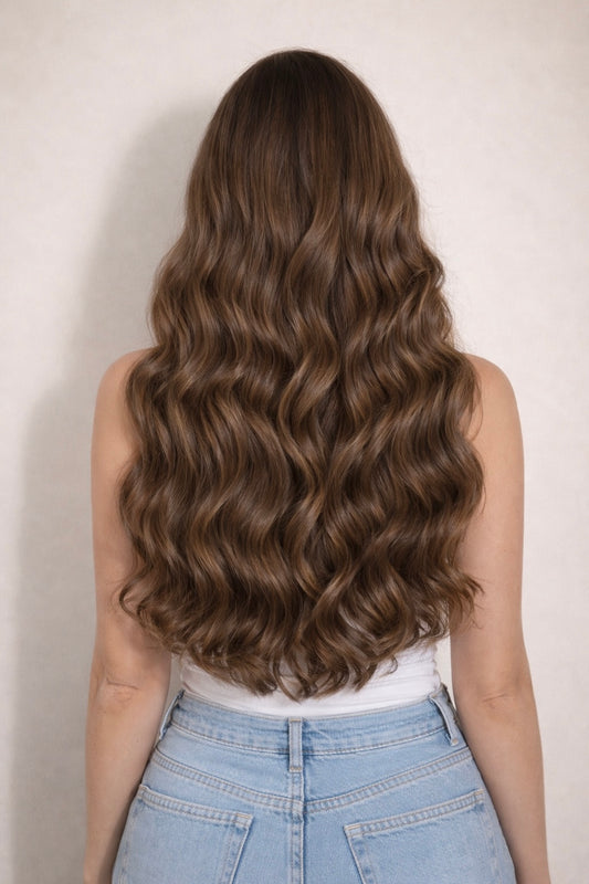 Human Hair Extensions. Medium Ash Brown #8