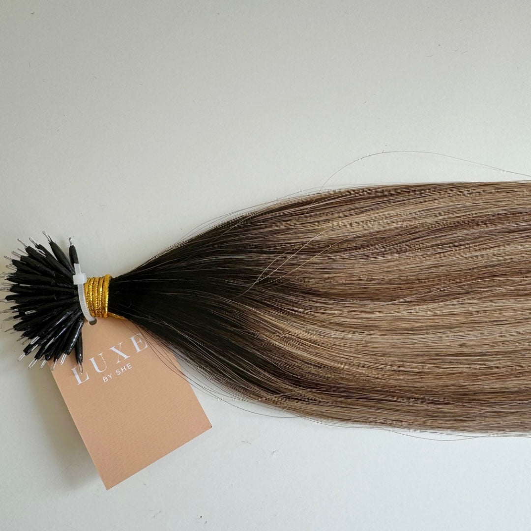 Human Hair Extensions. Highlighted Bronde - Stefani #T2-6.2/4q/5q