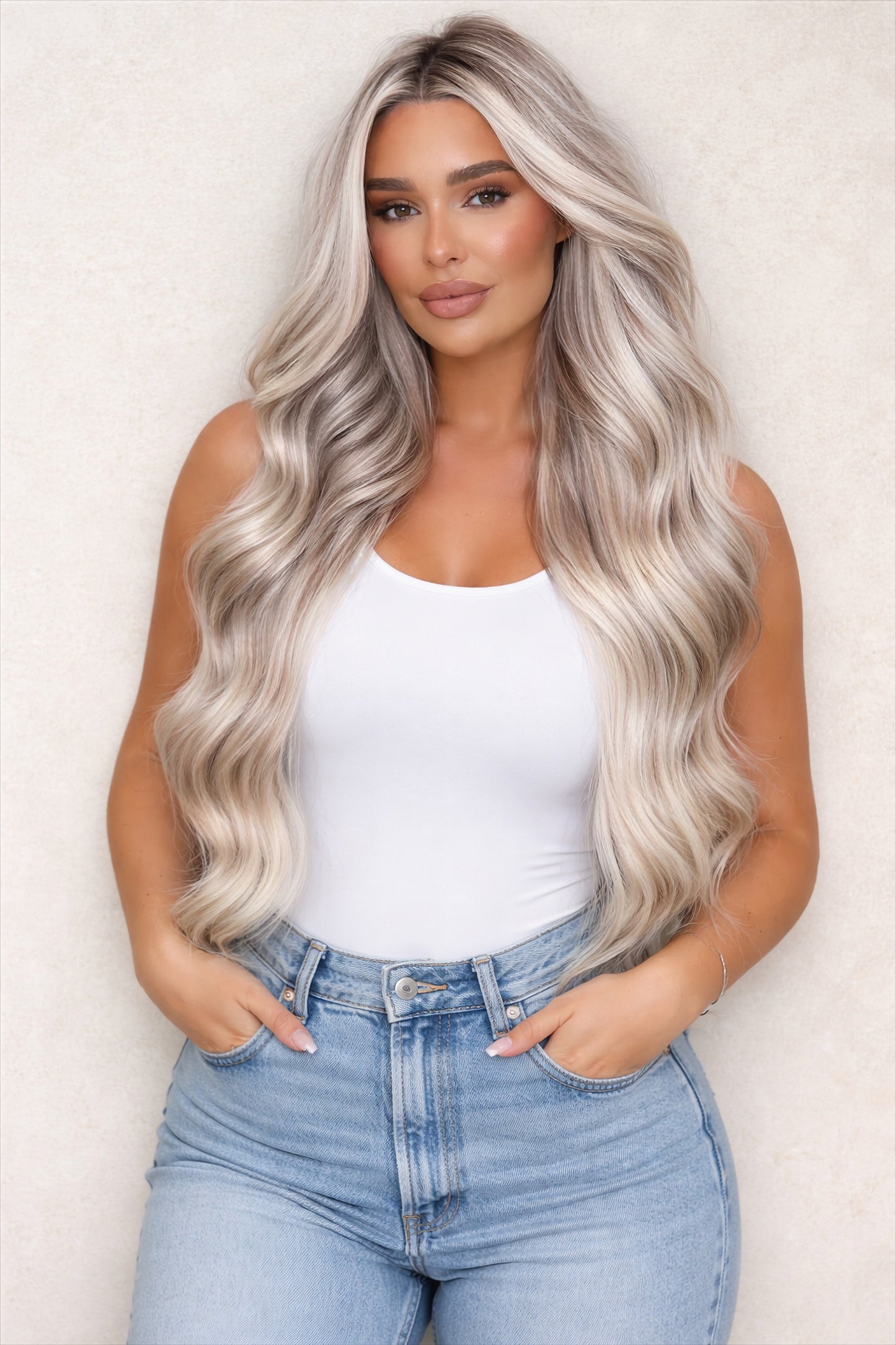 Human Hair Extensions. Rooted Snowflake #B18/1004/Silver