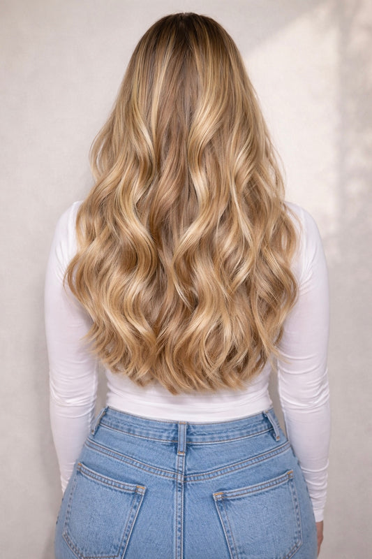Human Hair Extensions. Honey Butter Blonde #PDB3/1003