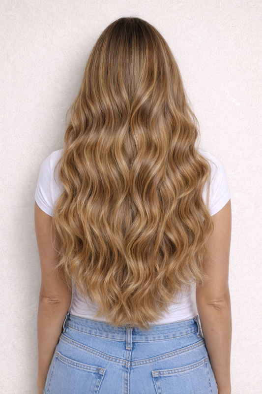 Human Hair Extensions. Rooted Highlight Bronde #B18/DB3