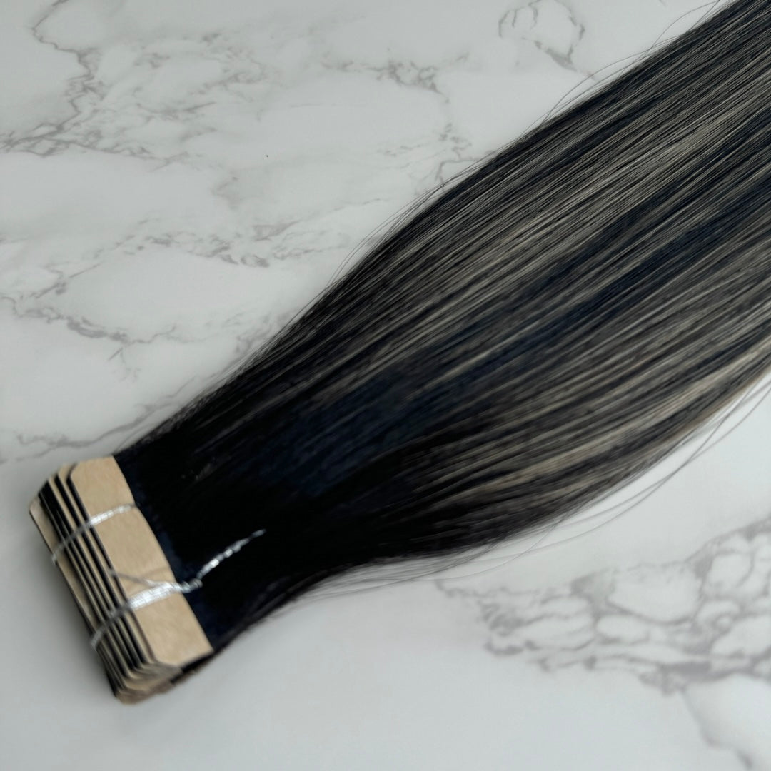 Human Hair Extensions. Creamy Americano - Khloe #T1B-1b/6.2