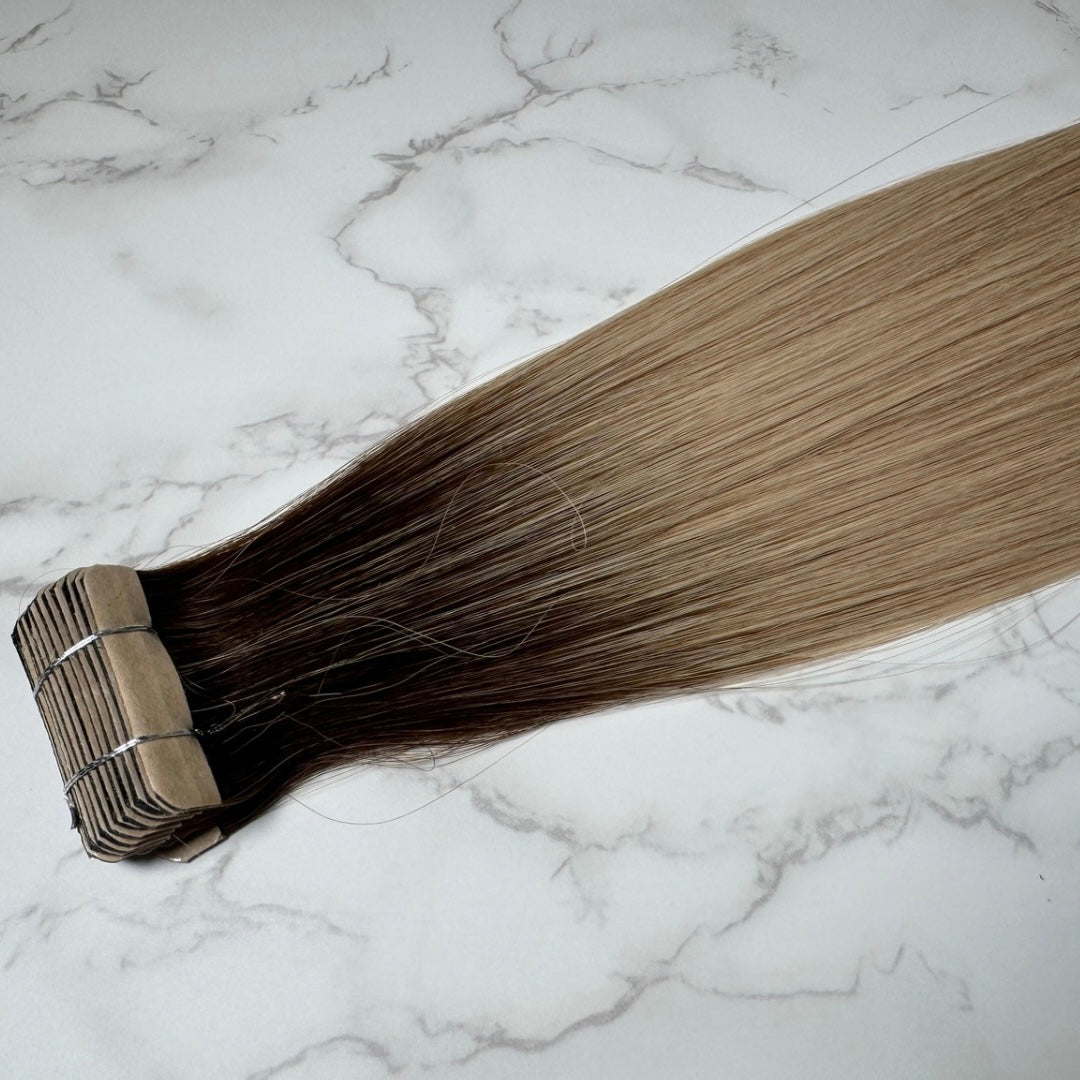 Human Hair Extensions. Rooted Bronde - Amy #T4Q-6c