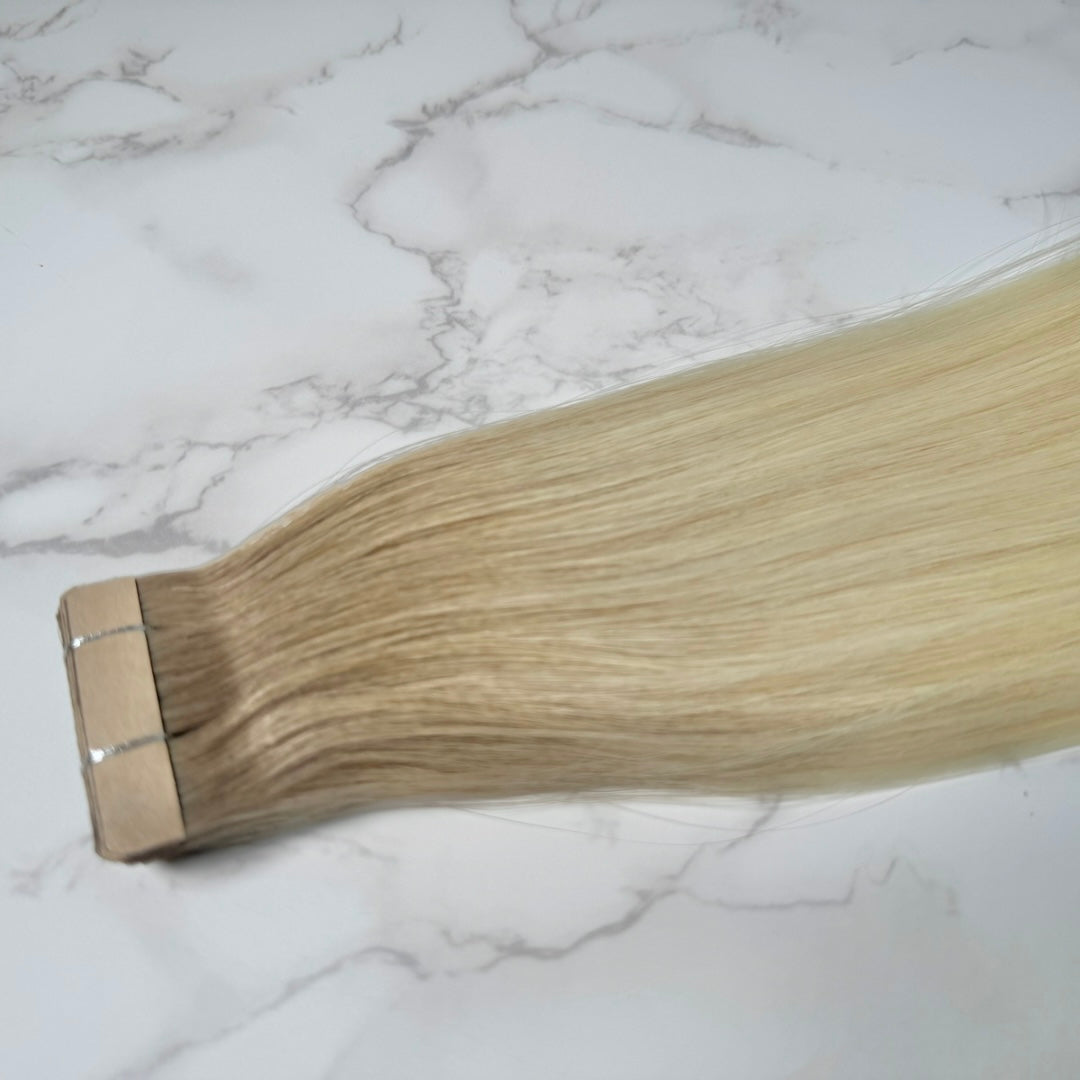 Human Hair Extensions. Rooted White Blonde - Celine #T6.2-PLA