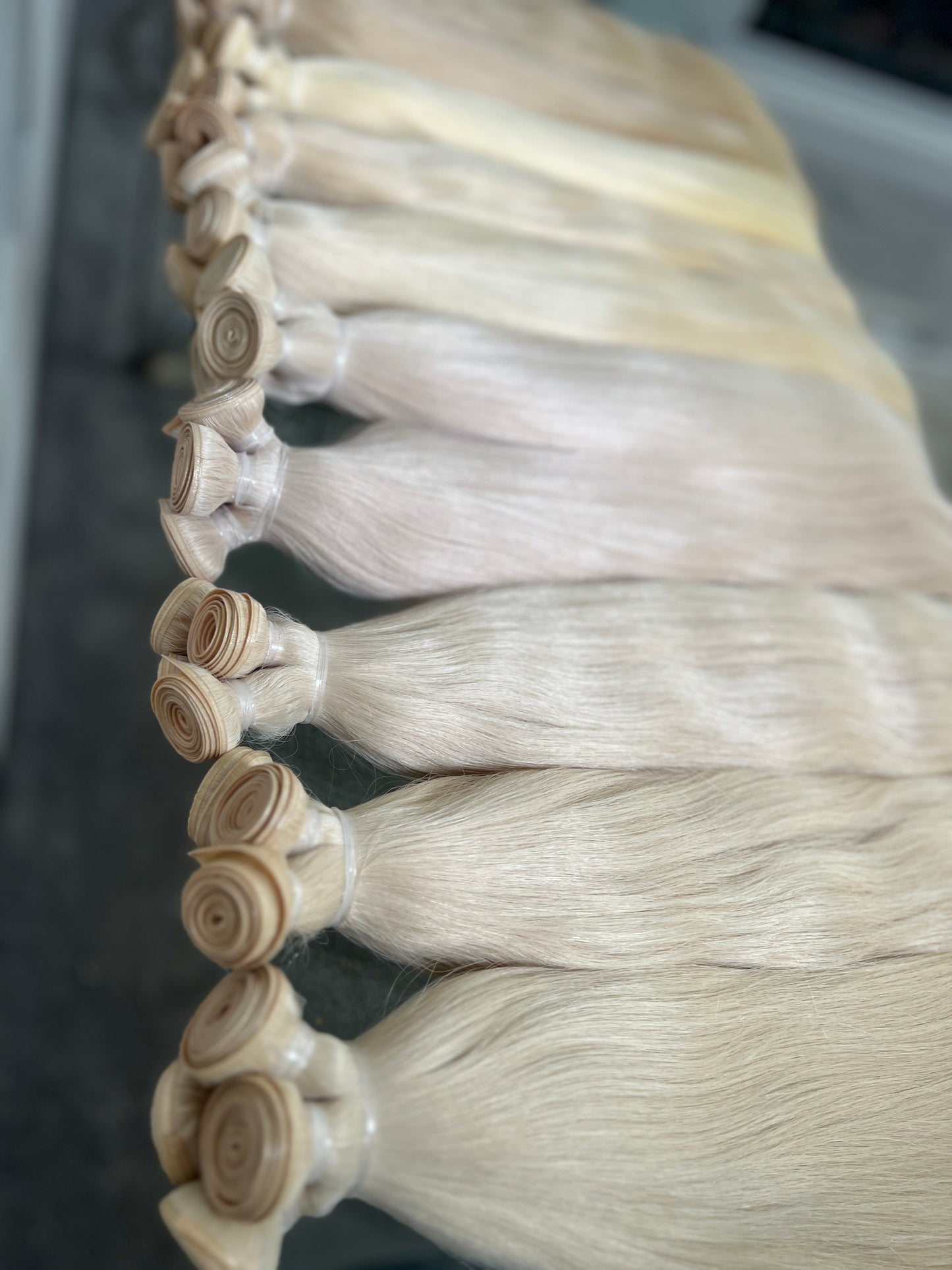 Flat Weft Hair Extensions. Scandi Blonde 613C/12C
